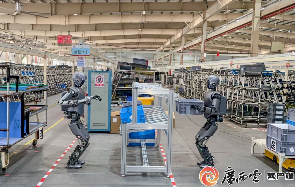 人形机器人在搬运物料。黎寒池 摄